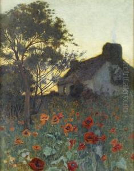 Poppies In The Gloaming Oil Painting by Jane Utley