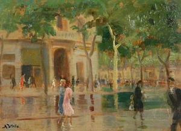 Paseo Urbano. Oil Painting by Antoni Viadera Utrillo