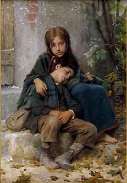 Le Jeune Mendiants (Young Beggars) Oil Painting by William-Adolphe Bouguereau