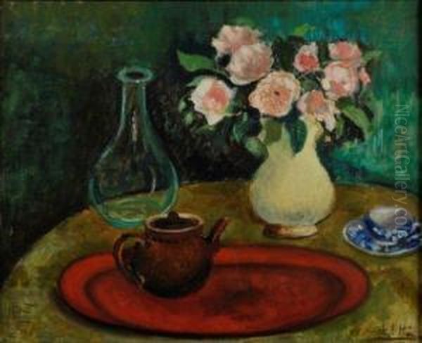 Le Pot De Roses Oil Painting by Andre Utter