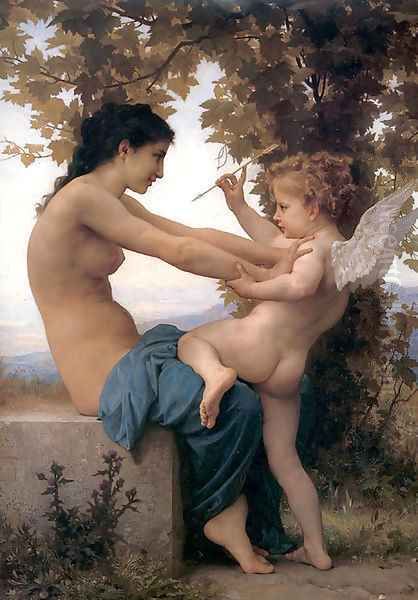 Jeune Fille Se Defendant Contre Lamour Oil Painting by William-Adolphe Bouguereau