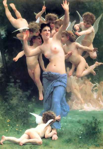 Invading Cupids Realm Oil Painting by William-Adolphe Bouguereau