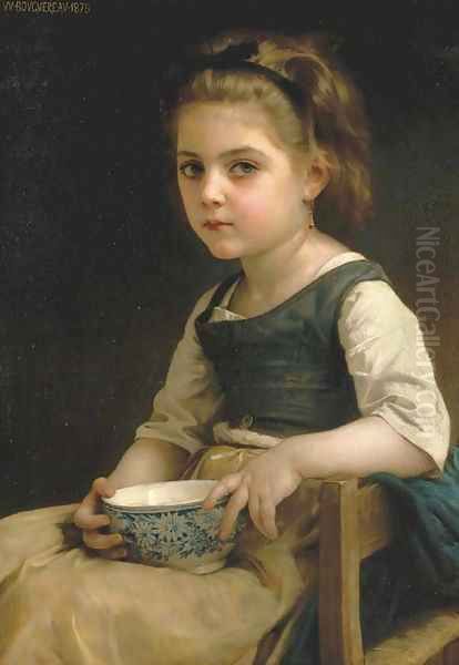 Petite fille au bol bleu Oil Painting by William-Adolphe Bouguereau