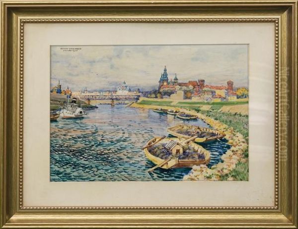 Vistula By The Wawel Castle Oil Painting by Henryk Uziemblo