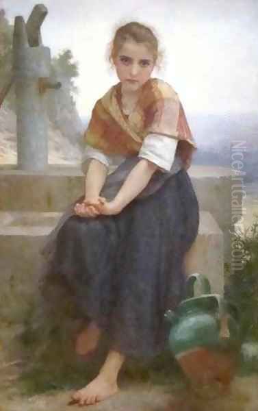 The Broken Pitcher Oil Painting by William-Adolphe Bouguereau