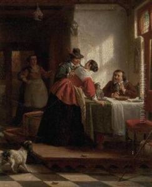 Disput In Der Stube Oil Painting by Johannes Christoffel Vaarberg