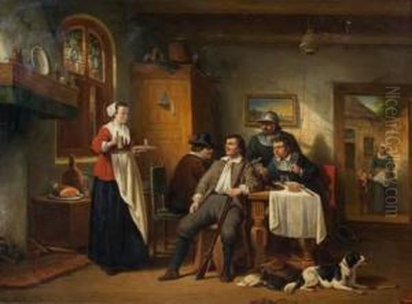 Scene D'interieur Oil Painting by Johannes Christoffel Vaarberg