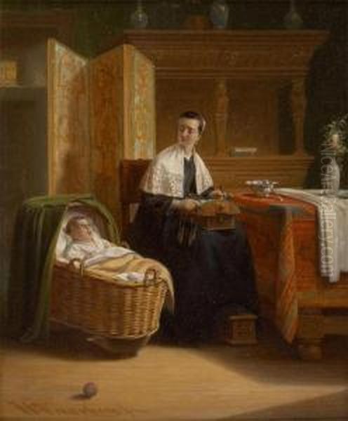 Le Reveil De L'enfant Oil Painting by Johannes Christoffel Vaarberg