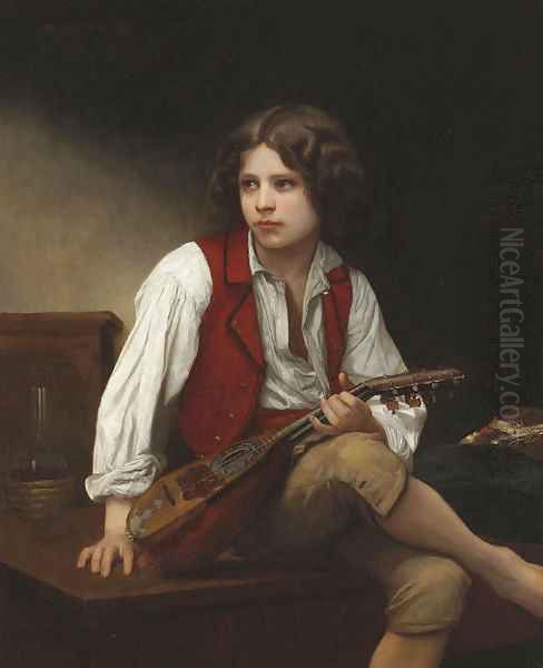 Italien a la mandoline Oil Painting by William-Adolphe Bouguereau