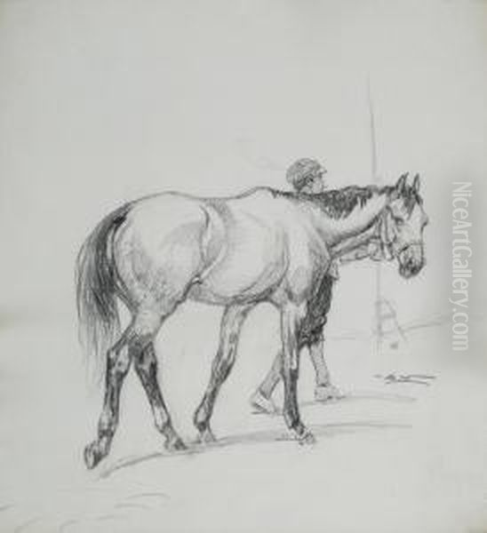 Cavallo Con Scudiero Oil Painting by Alfredo Vaccari