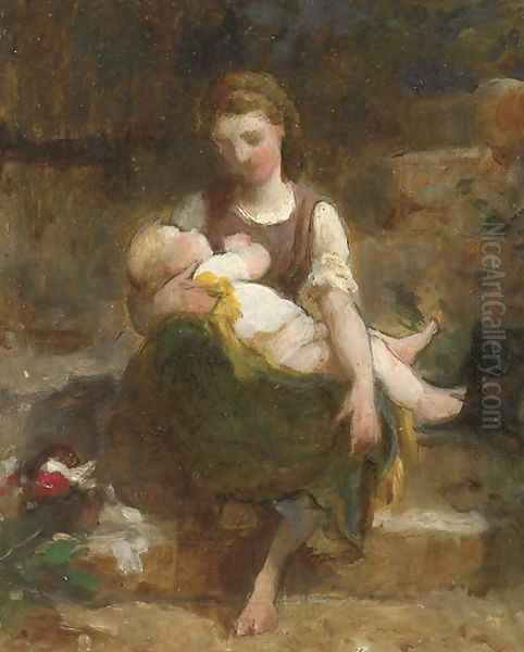 Jeune femme et enfant Oil Painting by William-Adolphe Bouguereau