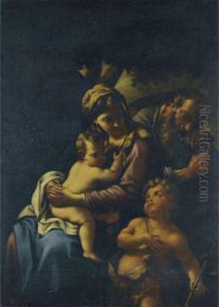 Holy Family With The Infant Saint John The Baptist Oil Painting by Nicola Vaccaro