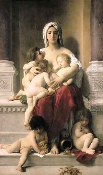 La Charite Oil Painting by William-Adolphe Bouguereau