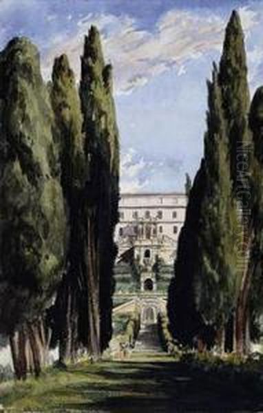 Villa D'este, Tivoli Oil Painting by Charles Vacher