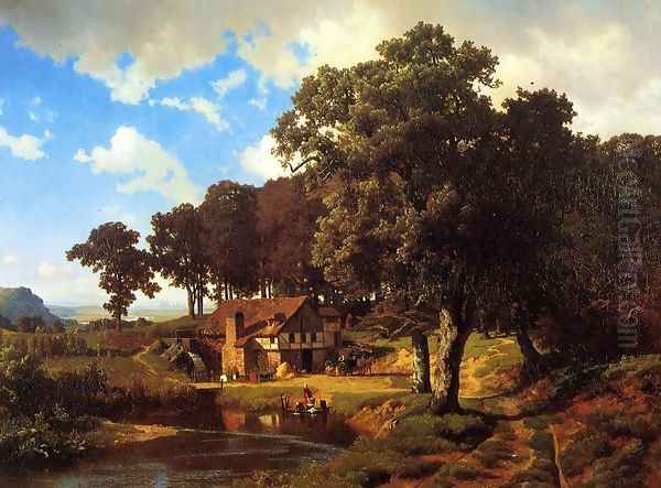 A Rustic Mill Oil Painting by Albert Bierstadt