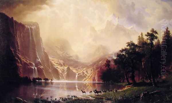 Among The Sierra Nevada Mountains California Oil Painting by Albert Bierstadt