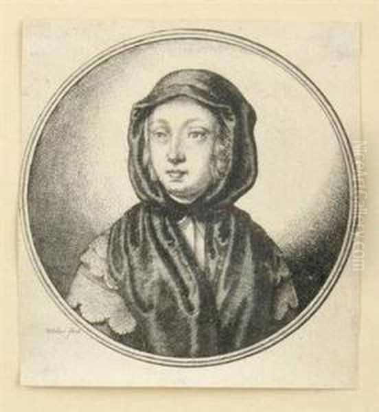 A Portrait Of An Unknown Lady Oil Painting by Hollar Vaclav