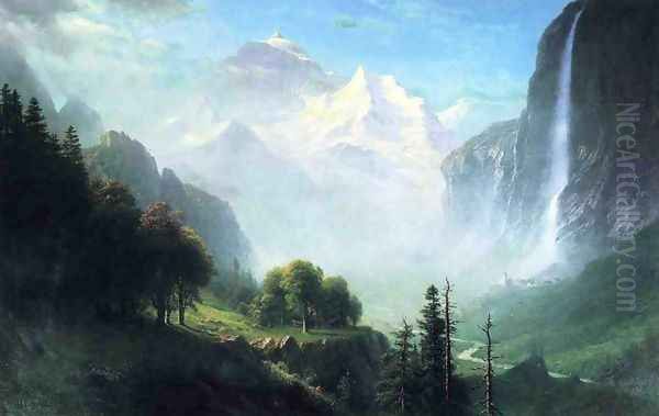 Staubbach Falls Near Lauterbrunnen Switzerland Oil Painting by Albert Bierstadt