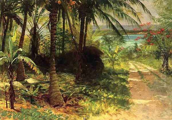 Tropical Landscape Oil Painting by Albert Bierstadt