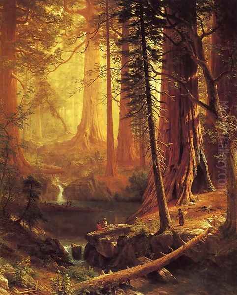 Giant Redwood Trees of California Oil Painting by Albert Bierstadt