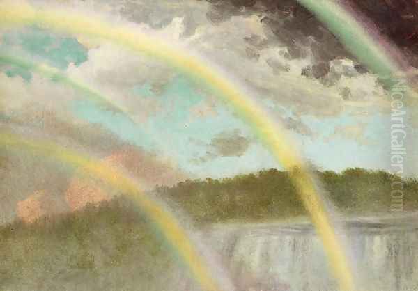 Four Rainbows Over Niagara Falls Oil Painting by Albert Bierstadt