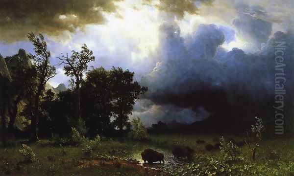 Buffalo Trail (or The Impending Storm) Oil Painting by Albert Bierstadt