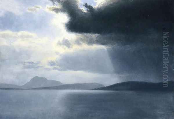 Approaching Thunderstorm On The Hudson River Oil Painting by Albert Bierstadt