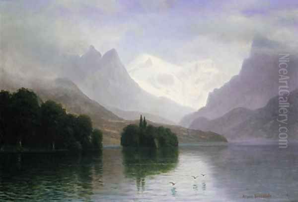 Mountain Scene Oil Painting by Albert Bierstadt