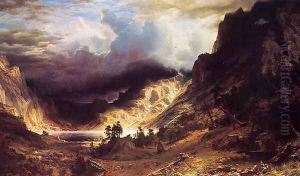 A Storm In The Rocky Mountains Mr Rosalie Oil Painting by Albert Bierstadt