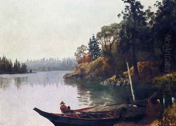 Salmon Fishing on the Northwest Coast Oil Painting by Albert Bierstadt