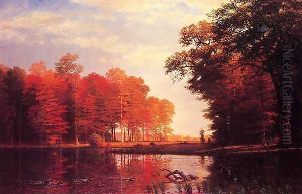 Autumn Woods Oil Painting by Albert Bierstadt