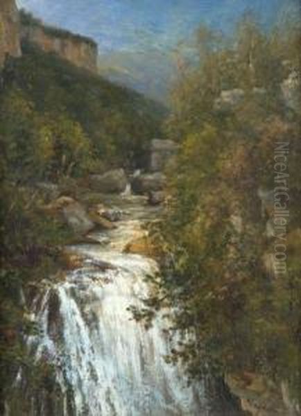 La Cascade De Sassenage Oil Painting by Louis Vagnat