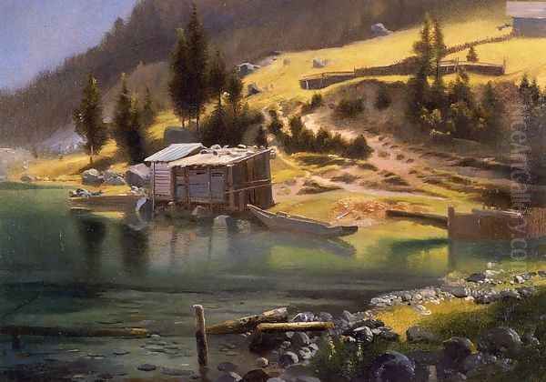 Fishing and Hunting Camp, Loring, Alaska Oil Painting by Albert Bierstadt