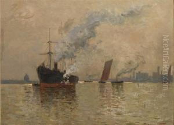 Le Port De Londres Oil Painting by Eugene Lawrence Vail