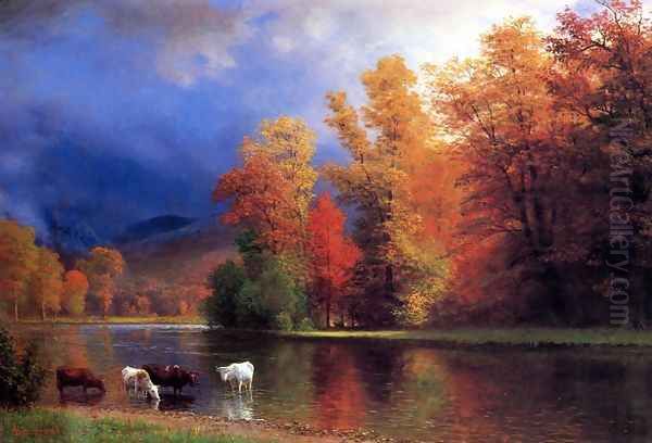 On The Saco Oil Painting by Albert Bierstadt