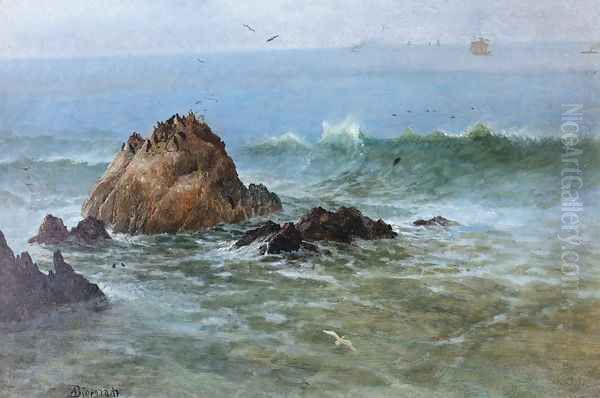 Seal Rocks off Pacific Coast, California Oil Painting by Albert Bierstadt