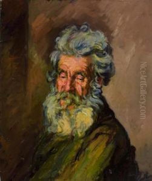 Portrait Of An Old Man. Oil Painting by Jacques Gaston E. Vaillant