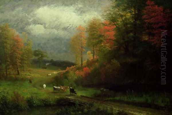 Rainy Day in Autumn, Massachusetts, 1857 Oil Painting by Albert Bierstadt