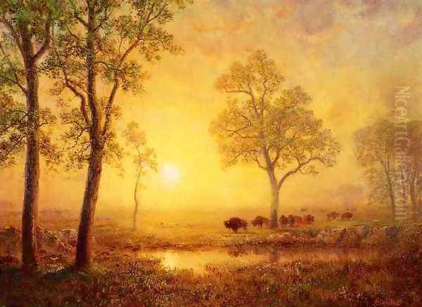 Sunset On The Mountain Oil Painting by Albert Bierstadt