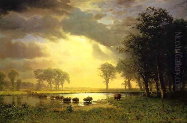 The Buffalo Trail Oil Painting by Albert Bierstadt