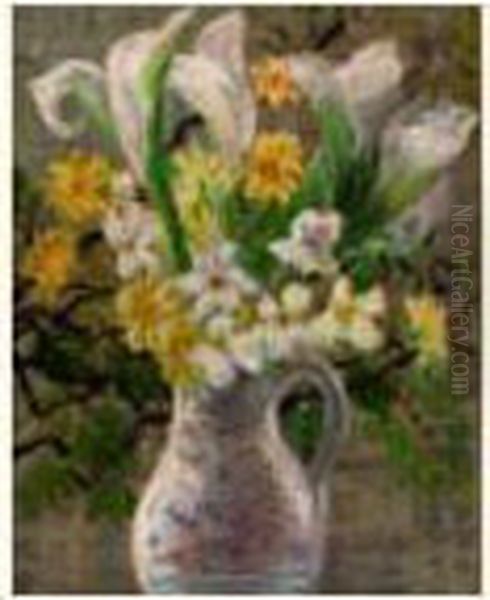 Le Bouquet De Fleurs Oil Painting by Valentine Synave N. Val