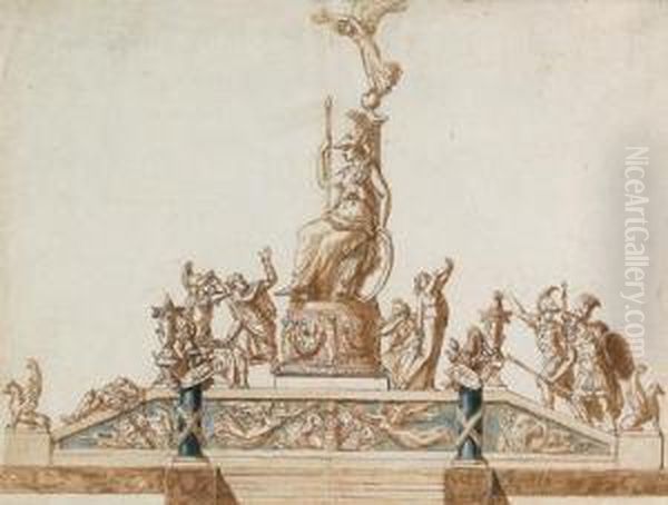 Design For A Historic Monument With Minerva Oil Painting by Luigi Valadier