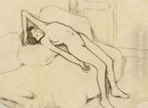 Nu Allonge Sur Un Divan Oil Painting by Suzanne Valadon