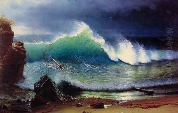 The Shore Of The Turquoise Sea Oil Painting by Albert Bierstadt