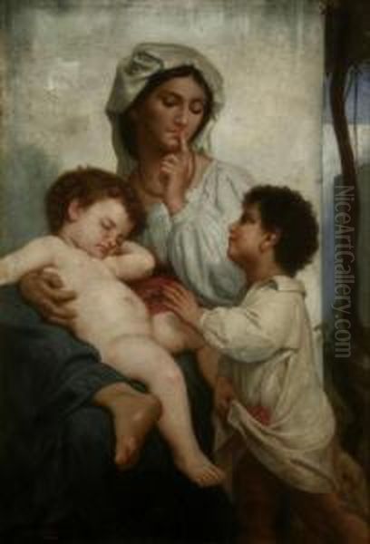 Mother And Infants Oil Painting by Francesco Valaperta