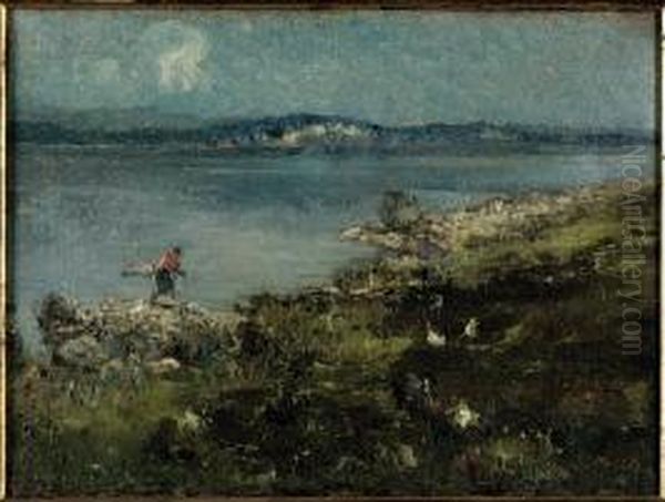 Veduta Del Lago Maggiore Oil Painting by Francesco Valaperta