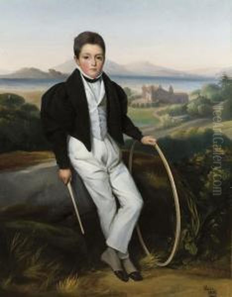 Portrait De Jeune Homme, Probablement Ferdinand Marie De Savoie,comte De Savoie Oil Painting by Alexis Leon Louis Valbrun