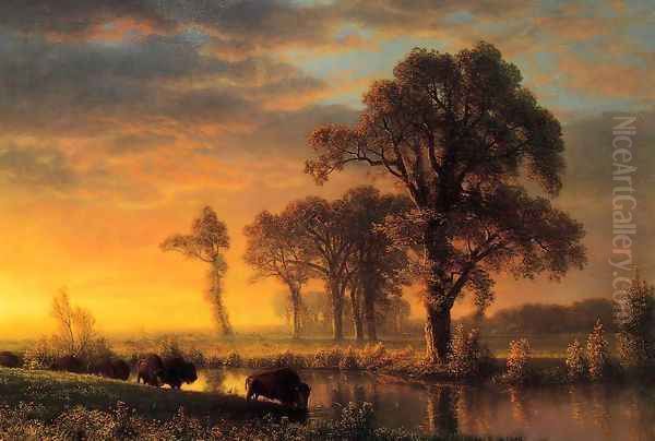 Western Kansas Oil Painting by Albert Bierstadt