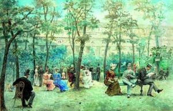 Au Parc Oil Painting by German Valdecara