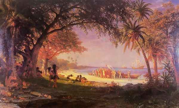 The Landing Of Columbus Oil Painting by Albert Bierstadt